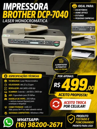 impressora BROTHER DCP 7040