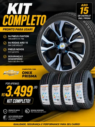 Rodas aro 15 gm chevrolet novas + pneus novos