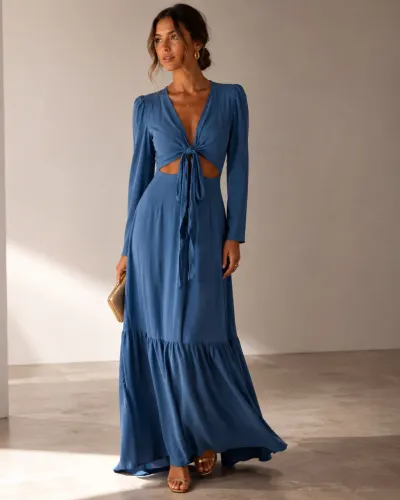 Vestido longo azul