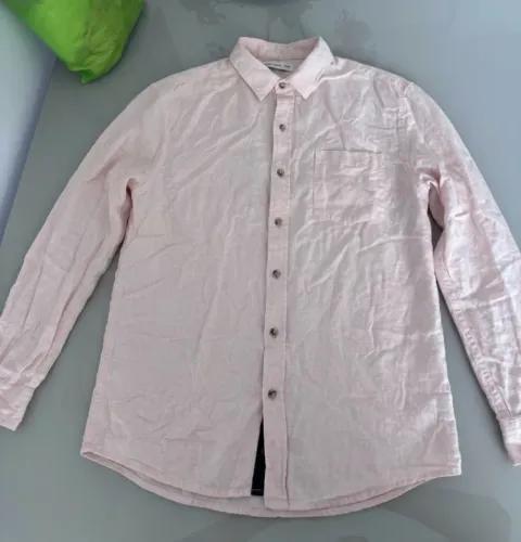 Camisa Manga Comprida salmão em Linho - Hering (Tamanho M)