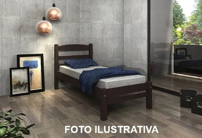 Cama de Solteiro Mogno Madeira Maciça Com Colchão Fabricante Santo Agostinho Completa ZnSP