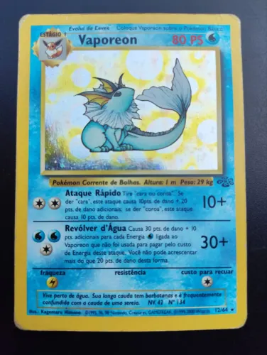 Carta Pokémon TCG Vaporeon 12/64 - Jungle (Português / 1999)