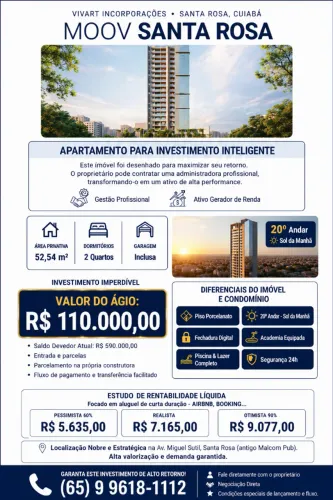 OPORTUNIDADE | Ágio de Apartamento no Moov Santa Rosa - Cuiabá | ALTA VALORIZAÇÃO
