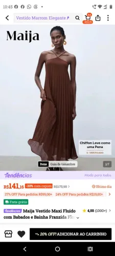 Vestido longo marro.
