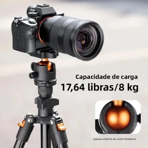 Tripé K&F CONCEPT BI234M para Câmera DSLR e Mirrorless - 1,63m