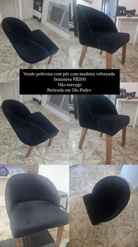 Poltrona com pés de madeira maciça 