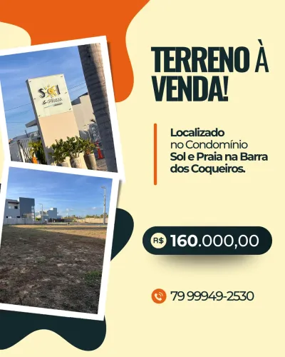 TERRENO NO CONDOMÍNIO SOL E PRAIA, BARRA DOS COQUEIROS.