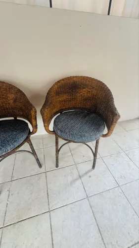 Conjunto cadeiras Vime 2 unid com estofado novo em tweed