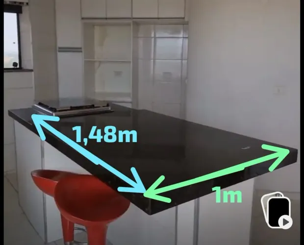 Bancada Ilha De Granito Preto Inteiriça - 1,48m x 1,00m (Sem Recortes)