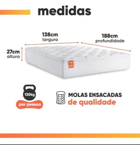 Colchão molas ensacadas casal