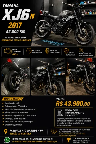 Yamaha XJ6 N 2017 | 53.000 km | Muito conservada