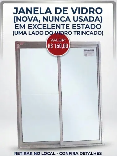 Janela de vidro L 0,80 X A 1,00m