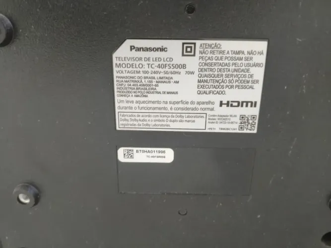 Tv Panasonic 40" tela quebrada 