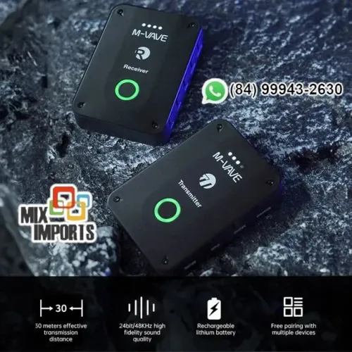 Mvave (v2) Transmissor Sem fio p/ Fone de Ouvido M-vave Powerplay Retorno Ponto M-vave