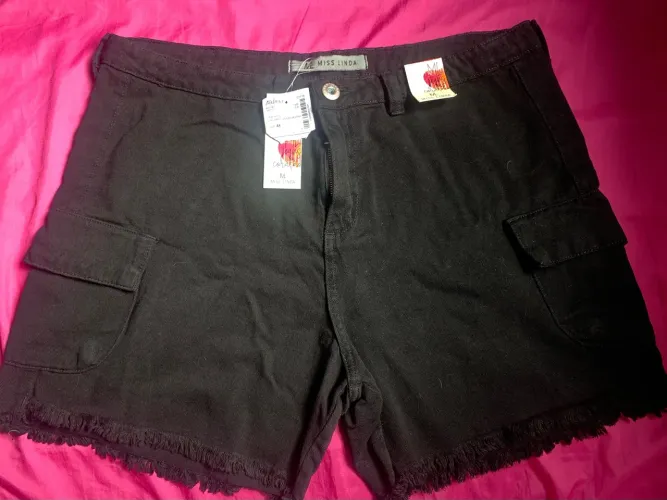 short jeans cargo feminino