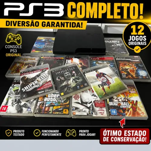 Playstation 3 FAT + 12 jogos mídia física