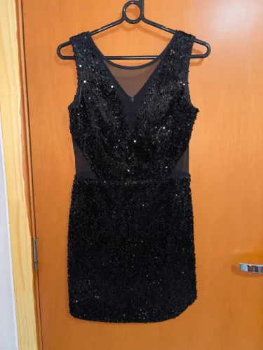 Vestido de festa curto - preto lantejoula