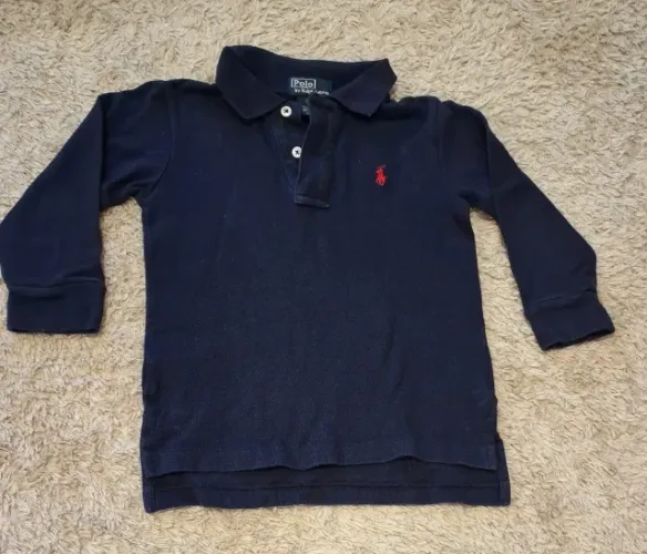 camisa polo ralph lauren manga longa azul 2 anos