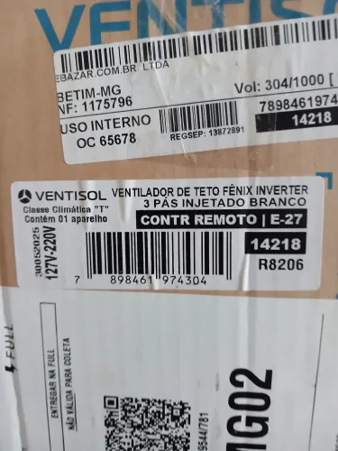 Ventilador teto Ventsol 3 pas inverter