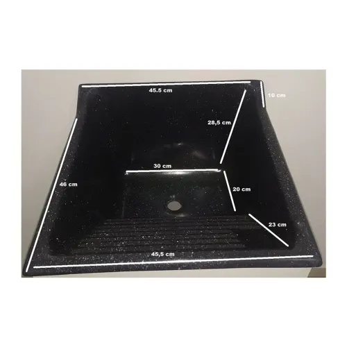 TANQUE SIMPLES MÁRMORE SINTÉTICO COM FIBRA VIDRO PRETO