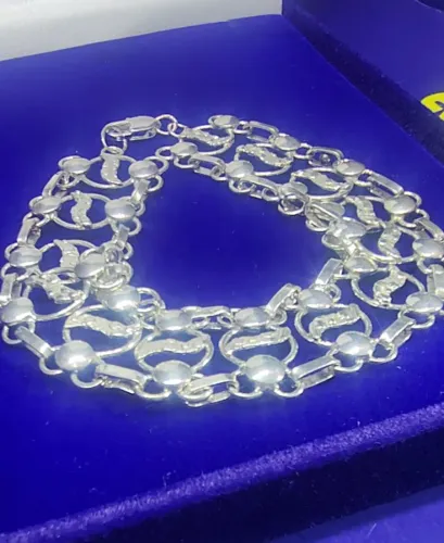 Pulseira Esteira Prata 925 Peso 16.50 Gramas 19 Cm 18 mm