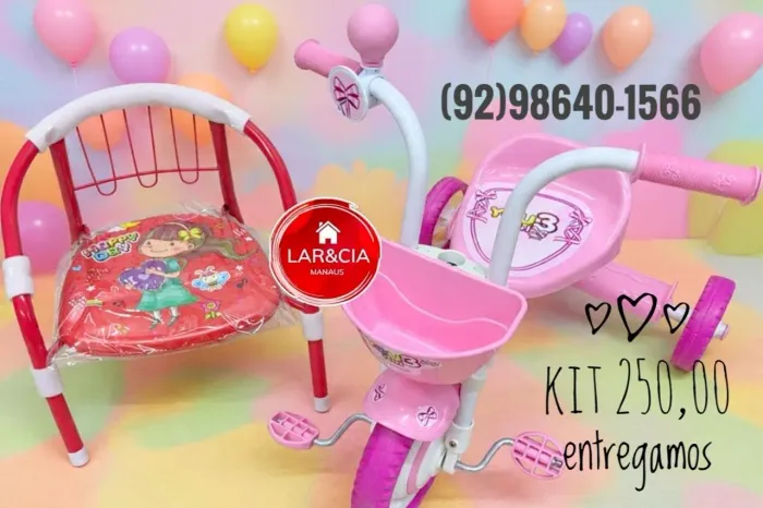 Kit triciclo + cadeirinha com entrega gratis