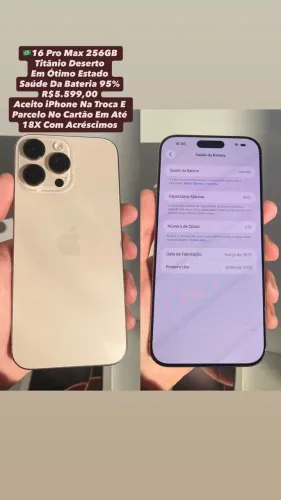 iPhone 16 Pro Max 256GB Titânio Deserto ( Saúde Da Bateria 95% ) Usado