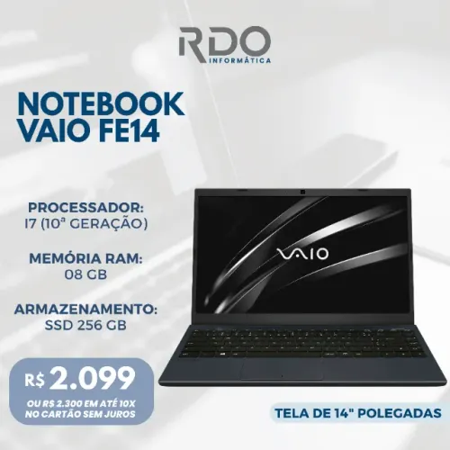 Notebook VAIO FE14 i7 10ª Geração 8GB RAM SSD 256GB 14" - Ideal para home office