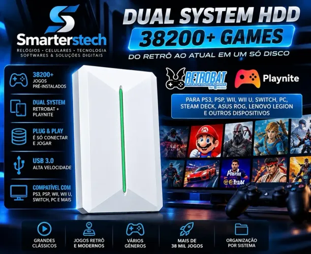 HD Gamer Retrô 500GB Com Mais de 38 Mil Jogos