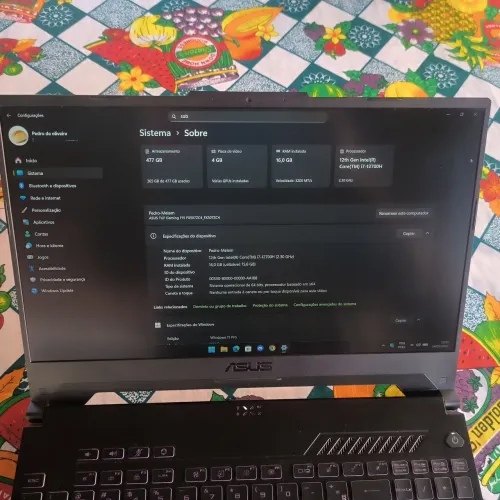 ASUS TUF F15 gamer i7 12ª Geração RTX 3050 16GB 144Hz