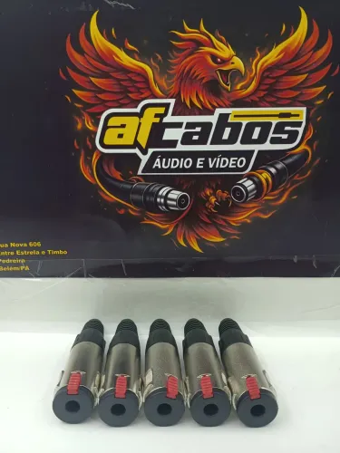 Kit com 5 plugs P10 Stereo fêmea 