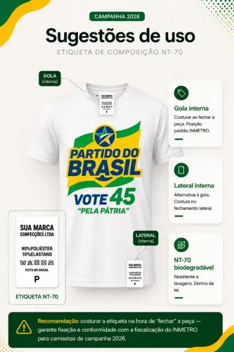 Etiqueta Para Camiseta Campanha Politica Producao Imediata Pronto Uso
