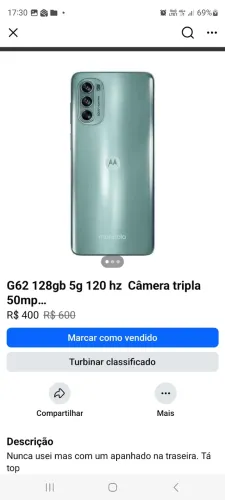 G62 128gb 5g 120hz câmera tripla