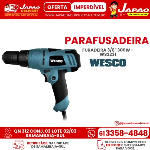 Parafusadeira Furadeira 3/8" 300W - Wesco WS3231