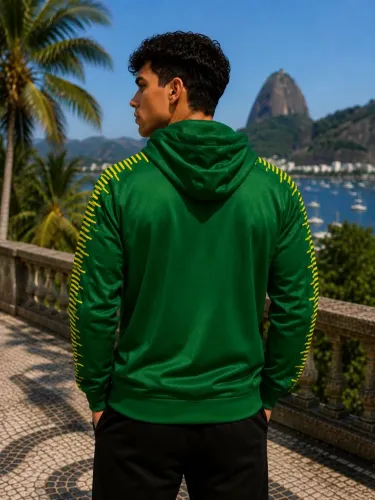Casaco Verde e Amarelo Unissex com Capuz | Poucas Unidades