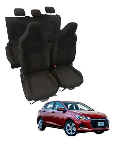Jogo Banco Tecido Chevrolet Onix 1.0 Turbo 2019 2020 Detalhe Preto