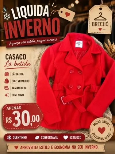 Casaco lã batida Tamanho 14