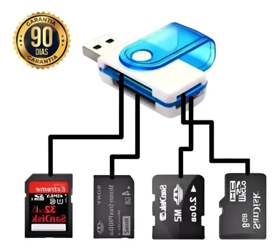 Leitor Gravador Cartao Memoria USB Universal SD MicroSD CF XD M2 MS Duo PC