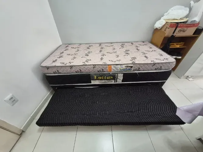 Ortobom Cama Box Base C/Auxiliar Solteiro Revolution Courano Nero Black