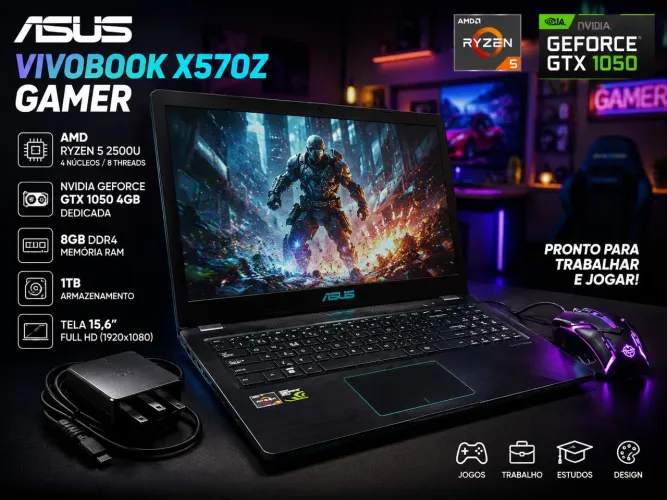 ASUS VivoBook X570Z Gamer - Ryzen 5 + GTX 1050 | Pronto para trabalhar e jogar!