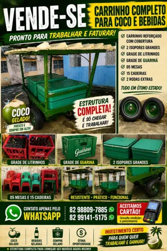 Vende carrinho para cocos e bebidas