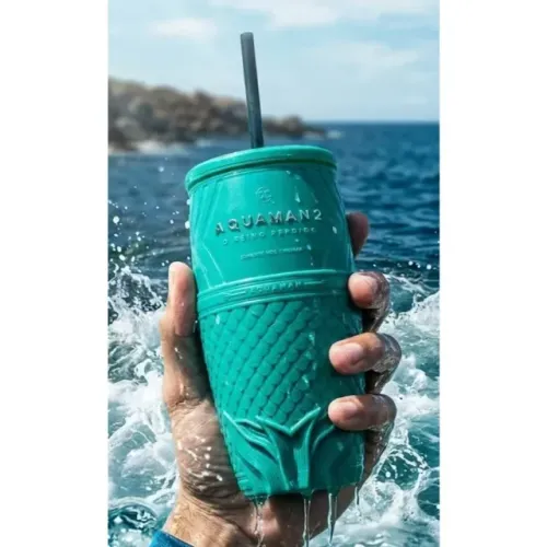 Copo Colecionável Aquaman 2 Kinoplex 700 Ml Brilhante Com Canudo