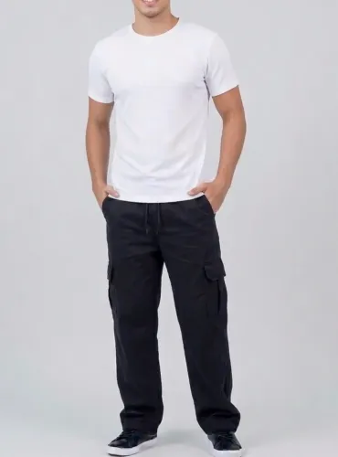 Kit Camisa Canelada e Calça Cargo Preta