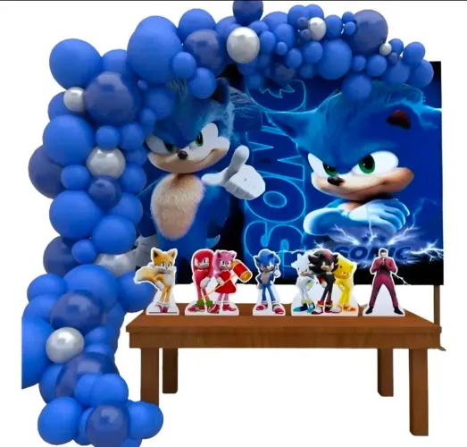 KIT DECORAÇÃO DE FESTA INFANTIL TEMA SONIC
