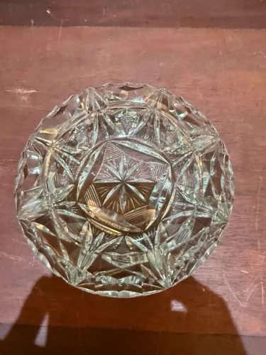 Cinzeiro em Cristal Lapidado - Tom Azulado - Vintage