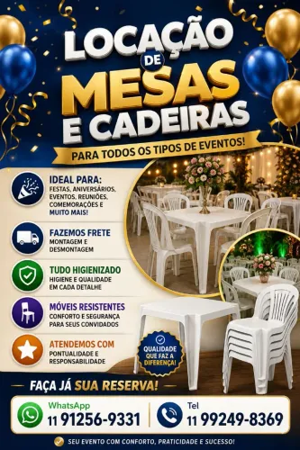 Aluguel de mesas e cadeiras