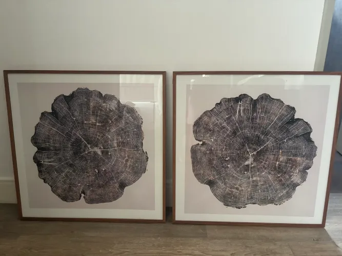 Quadros Grandes Tok&Stok (4 peças) - Madeira e Vidro | Decoração Moderna Sala