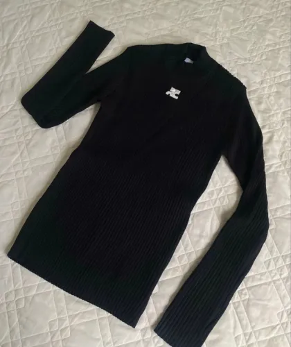 blusa manga longa courreges preta - em knit