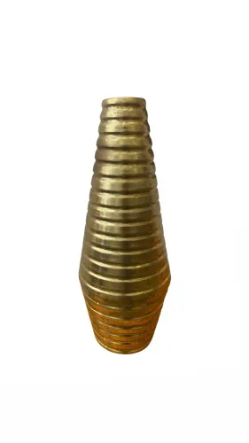 Vaso Decorativo em Metal Dourado com Relevo 54,5cm