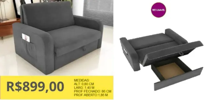 SOFA CAMA A PRONTA-ENTREGA 